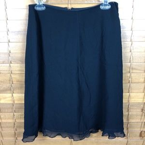 Chanel Sheer Black Knee Length Skirt Size 10